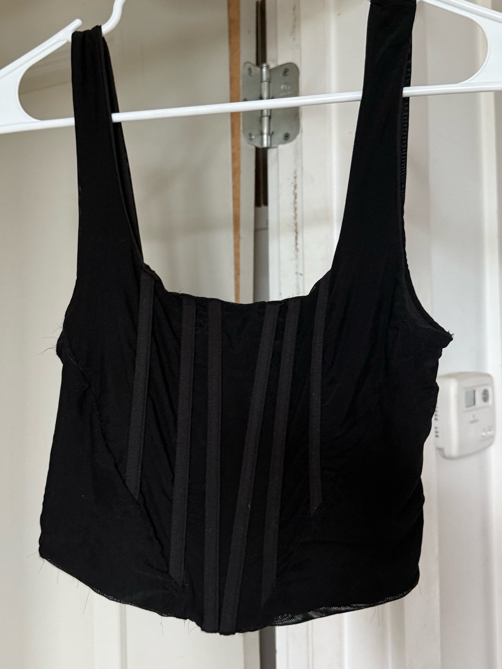 Black Corset-Style Crop Top